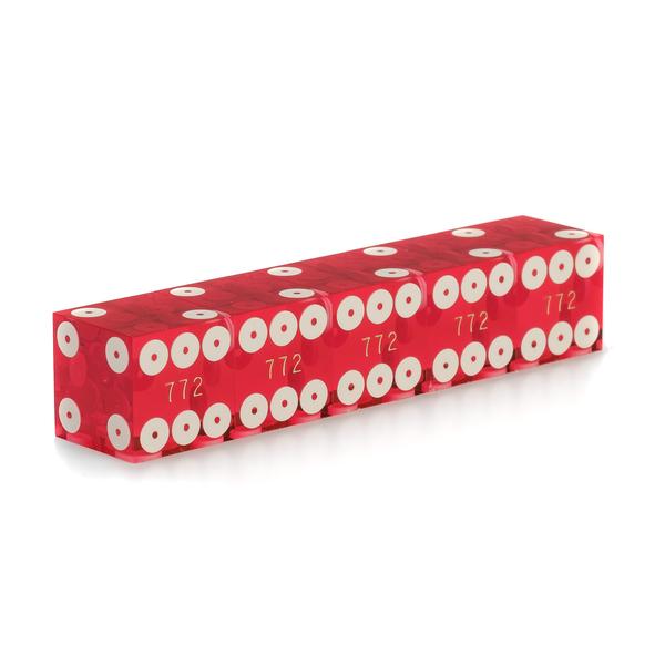 Ring Eye Casino Dice: 3/4 in., High Polish, Razor Edge, Red with Serial Numbers (Stick of 5) main image